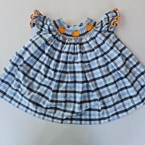 Classic Whimsy Three Smocked Pumpkins Bishop Dress Girl's Size 4 Months